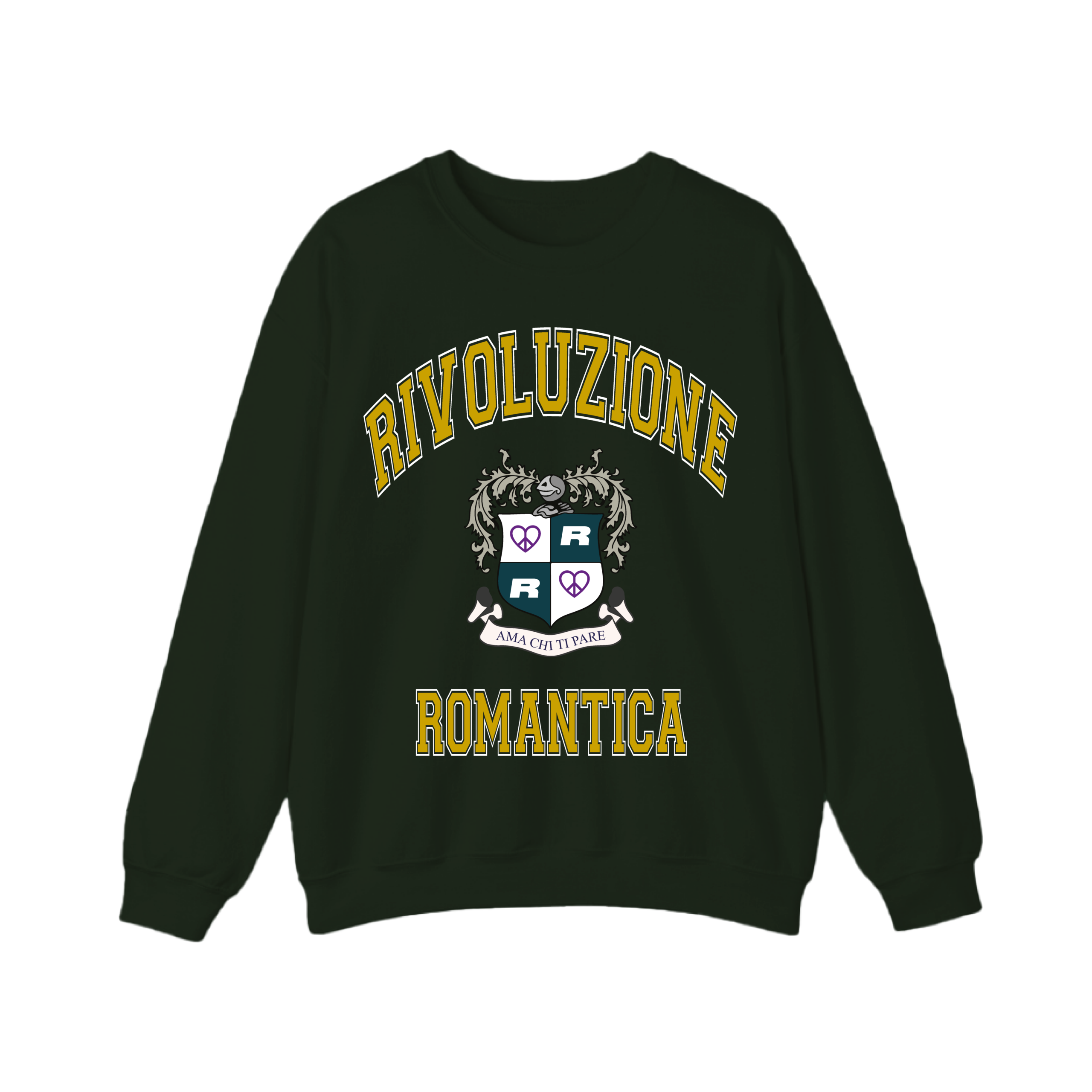 FELPA GIROCOLLO "COLLEGE" FOREST GREEN