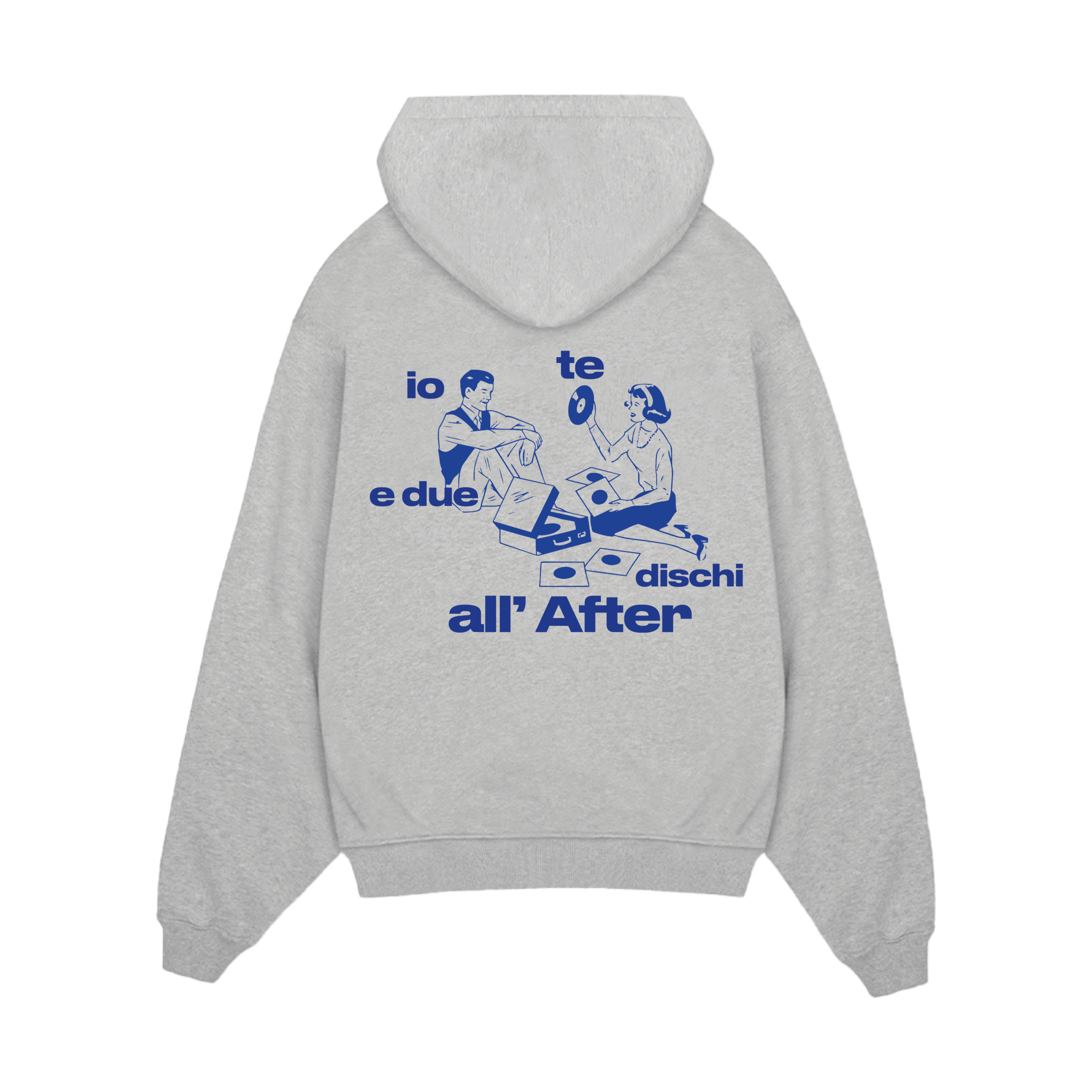 FELPA CAPPUCCIO "DUE DISCHI ALL'AFTER" ASH GREY