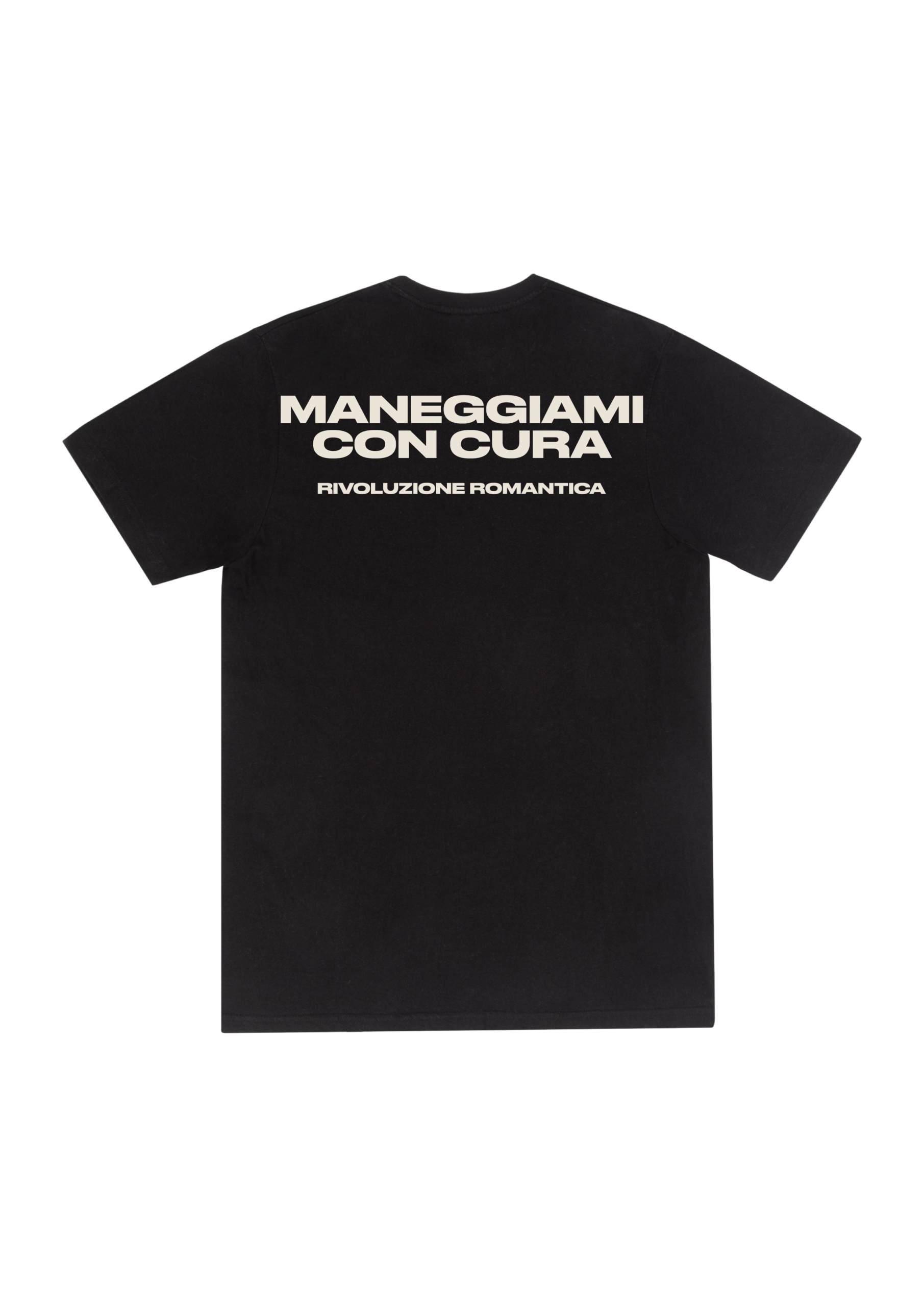 TSHIRT BLACK "MANEGGIAMI CON CURA"