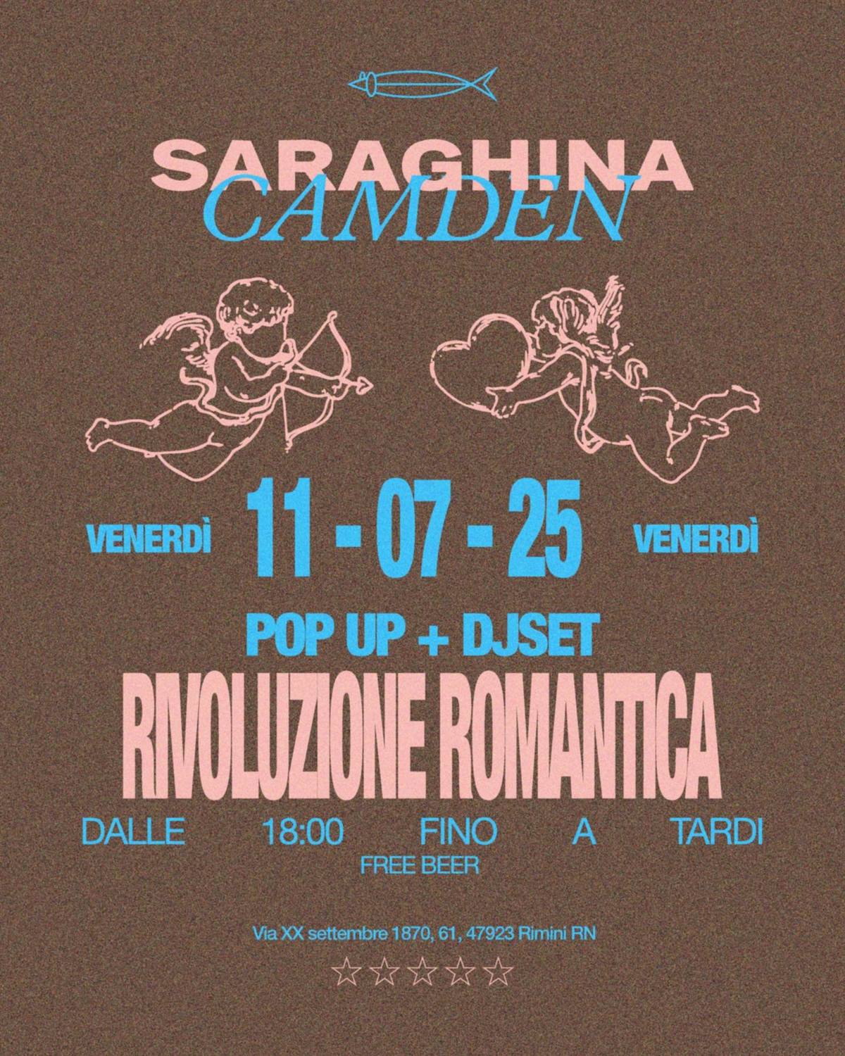 Poster evento Saraghina Camden popup luglio 2025